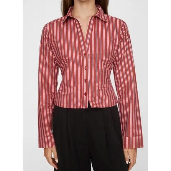 Nasty Gal Tops - Cotton Fitted Striped Cropped Button-Up Shirt Nasty Gal NWT Size 14
